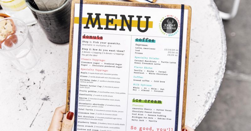 Sugar Llamas – Menu